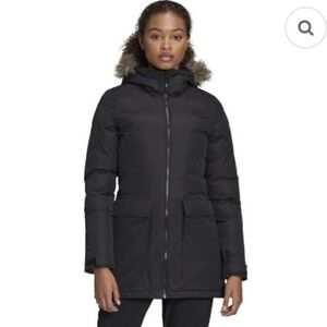 Adidas Long Black Womens Puffer Hoody Coat